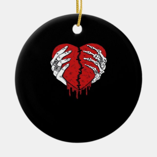 Skeleton Hands Hearts Classic Trending Style Ceramic Ornament (Front)