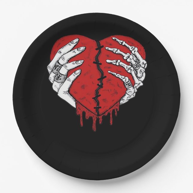 Skeleton Hands Hearts Classic Trending Style Paper Plates (Front)