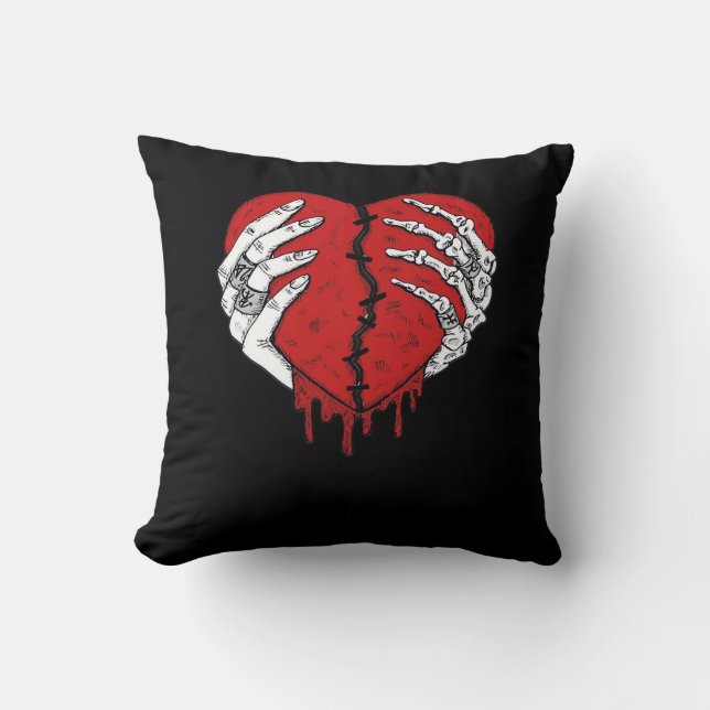 Skeleton Hands Hearts Classic Trending Style Throw Pillow (Front)