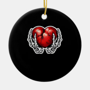 Skeleton Hands Hearts Cute Halloween Retro Ceramic Ornament