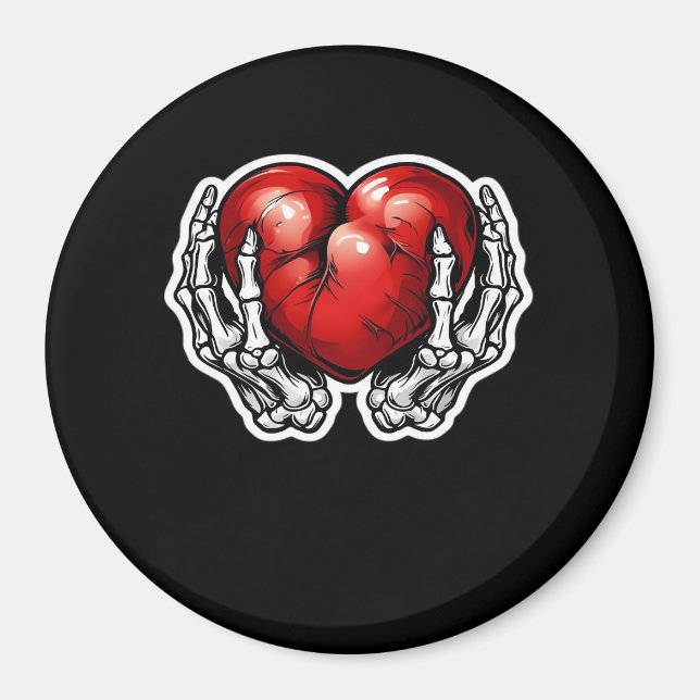 Skeleton Hands Hearts Cute Halloween Retro Magnet (Front)