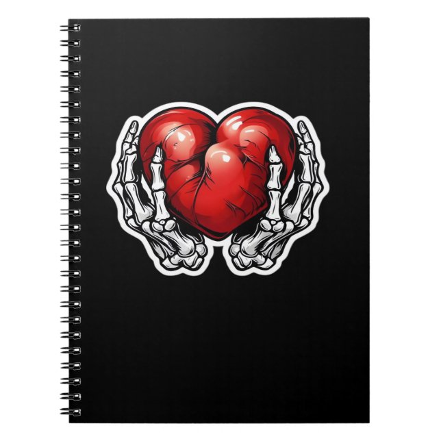 Skeleton Hands Hearts Cute Halloween Retro Notebook (Front)