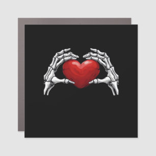 Skeleton Hands Holding A Red Heart Design Classic Car Magnet