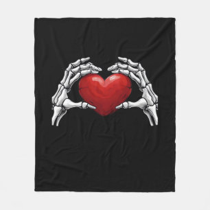 Skeleton Hands Holding A Red Heart Design Classic Fleece Blanket