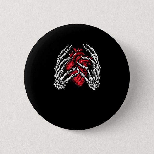 Skeleton Hands Holding Heart Halloween Costume  Button (Front)