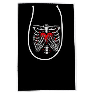 Skeleton Hands Holding Heart Halloween Costume Fun Medium Gift Bag