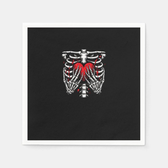 Skeleton Hands Holding Heart Halloween Costume Fun Napkins (Front)
