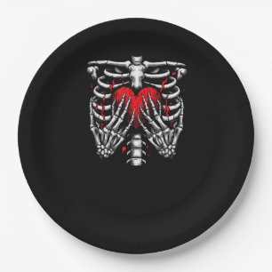 Skeleton Hands Holding Heart Halloween Costume Fun Paper Plates