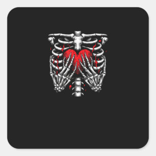 Skeleton Hands Holding Heart Halloween Costume Fun Square Sticker