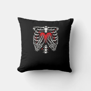 Skeleton Hands Holding Heart Halloween Costume Fun Throw Pillow