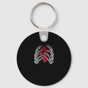 Skeleton Hands Holding Heart Halloween Costume Keychain