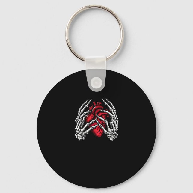 Skeleton Hands Holding Heart Halloween Costume  Keychain (Front)
