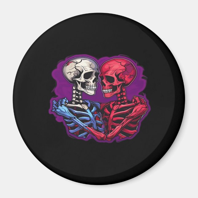Skeleton Hands Holding Heart Retro Tattoo Style Magnet (Front)