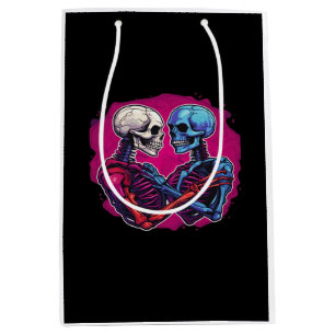 Skeleton Hands Holding Heart Retro Tattoo Style Medium Gift Bag