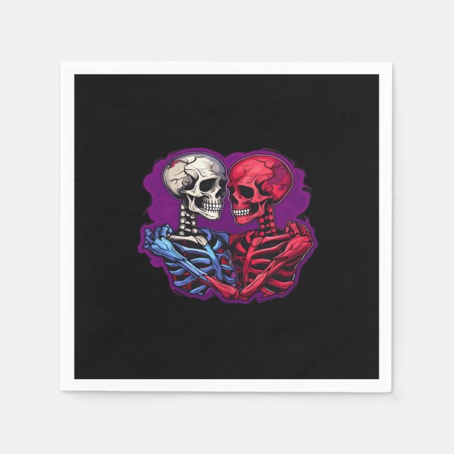 Skeleton Hands Holding Heart Retro Tattoo Style Napkins (Front)