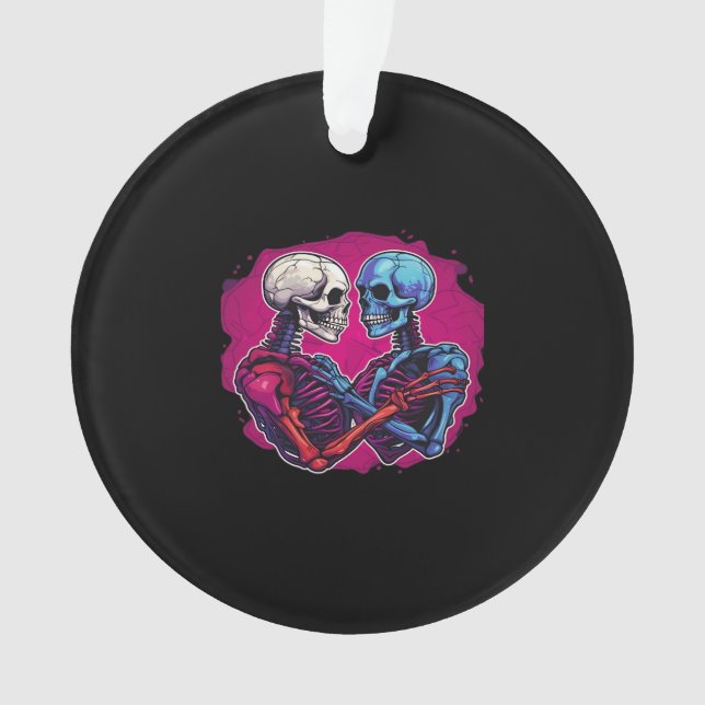 Skeleton Hands Holding Heart Retro Tattoo Style Ornament (Front)