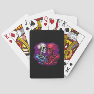 Skeleton Hands Holding Heart Retro Tattoo Style Poker Cards