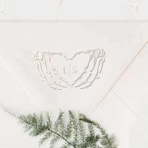 Skeleton Hands Initials Gothic Wedding Embosser