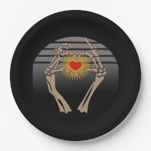 Skeleton Hands Making A Heart Classic Paper Plates