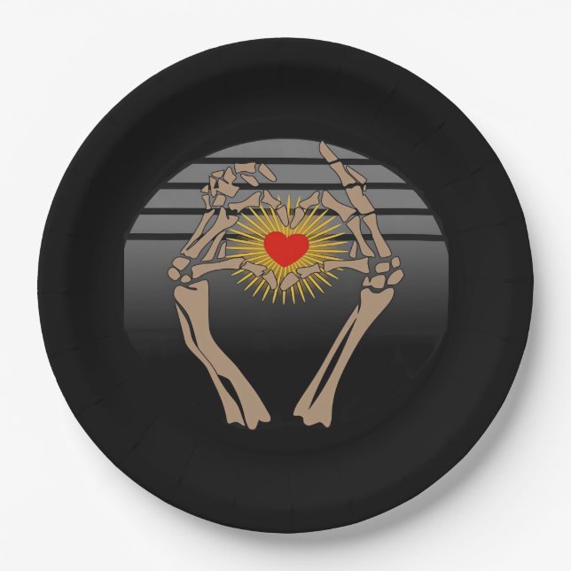 Skeleton Hands Making A Heart Classic Paper Plates (Front)