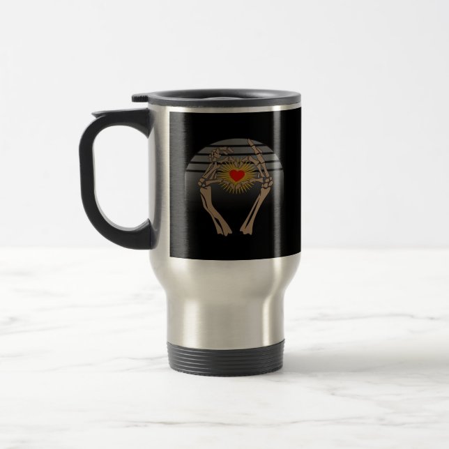 Skeleton Hands Making A Heart Classic Travel Mug (Left)