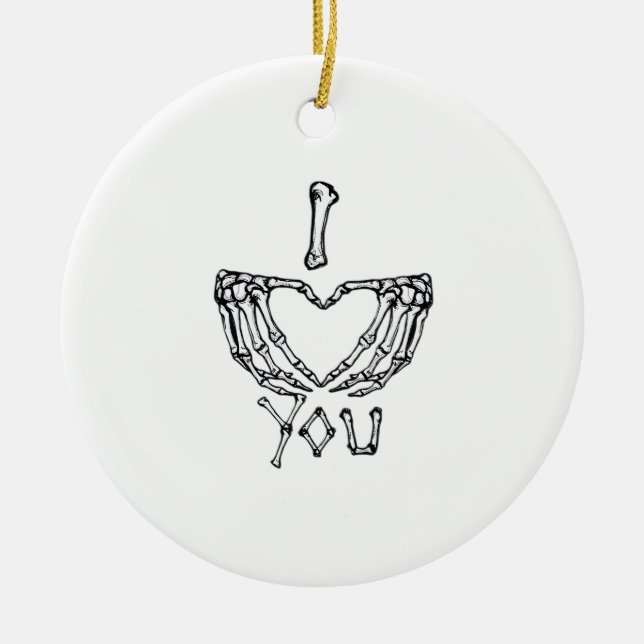 Skeleton Hands Making A Heart Subtle Expression Ceramic Ornament (Front)