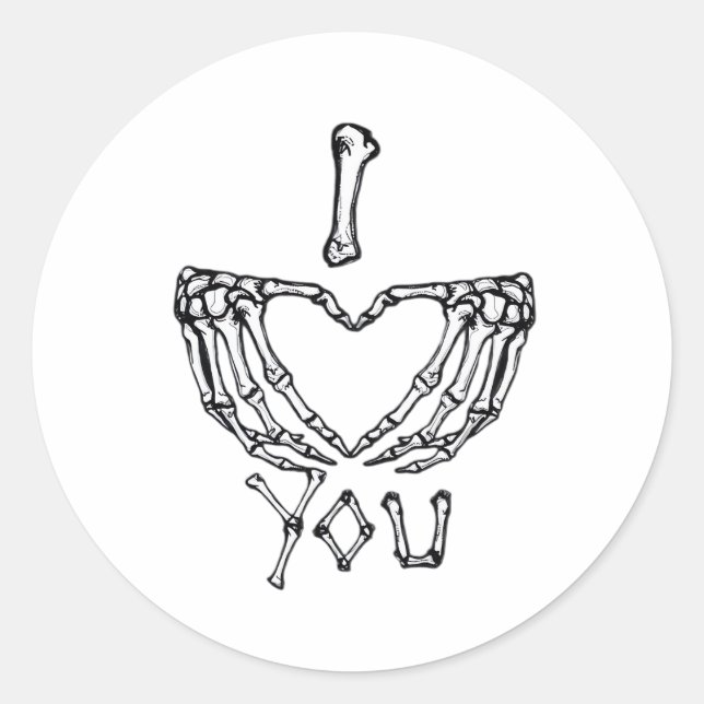 Skeleton Hands Making A Heart Subtle Expression Classic Round Sticker (Front)