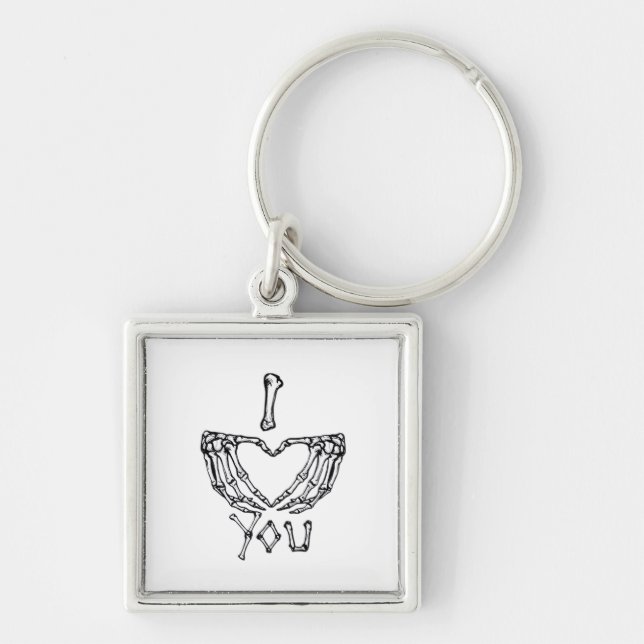 Skeleton Hands Making A Heart Subtle Expression Keychain (Front)