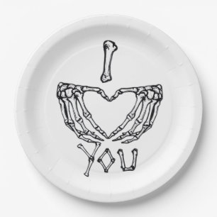 Skeleton Hands Making A Heart Subtle Expression Paper Plates