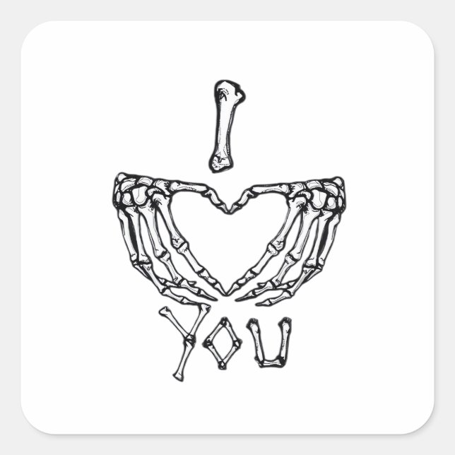 Skeleton Hands Making A Heart Subtle Expression Square Sticker (Front)