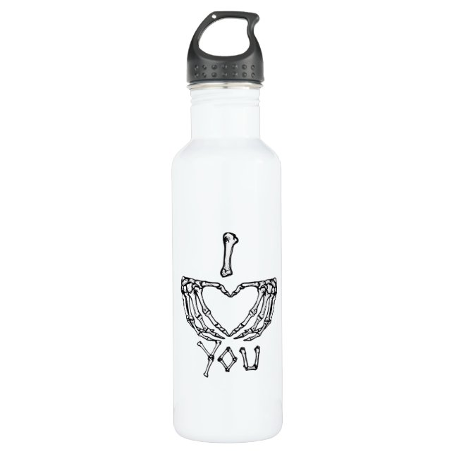 Skeleton Hands Making A Heart Subtle Expression Stainless Steel Water Bottle (Front)