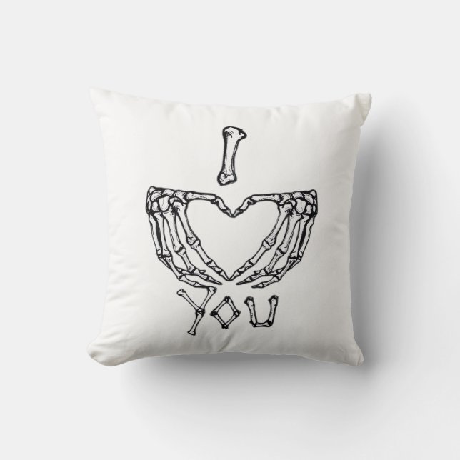 Skeleton Hands Making A Heart Subtle Expression Throw Pillow (Front)