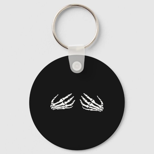 Skeleton Hands Over Breast Amazing Halloween Costu Keychain (Front)