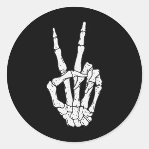 Skeleton Hands Peace Sign Love Halloween Costume Classic Round Sticker