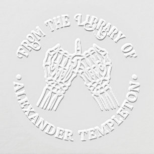 Skeleton Hands Pinky Swear #1P Library Book Name Embosser