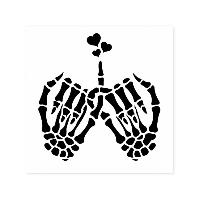 Skeleton Hands Pinky Swear #2 Hearts Image Only Self-inking Stamp (Design)