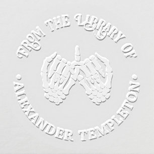 Skeleton Hands Pinky Swear #2 Library Book Name Embosser