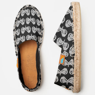 Skeleton Hands Pinky Swear White, Black Canvas Espadrilles