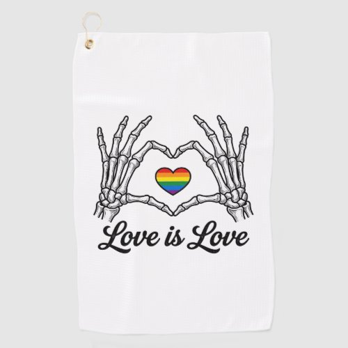 Skeleton Hands Rainbow Heart Love Is Love Shirt_1 Golf Towel