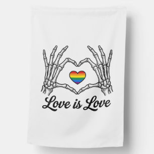Skeleton Hands Rainbow Heart Love Is Love Shirt_1 House Flag