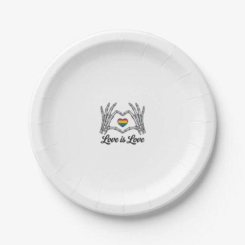 Skeleton Hands Rainbow Heart Love Is Love Shirt_1 Paper Plates