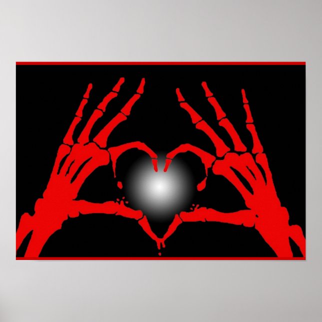 Skeleton Hands Red Heart Poster (Front)