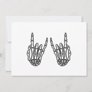 Skeleton hands rock and roll invitation