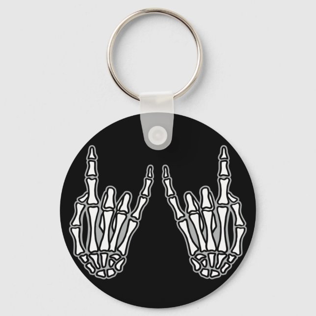 Skeleton hands rock and roll keychain (Front)
