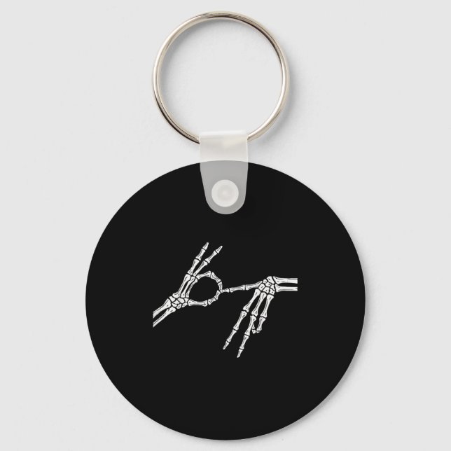 Skeleton Hands Six Seven 6 7 Halloween Costume Men Keychain (Front)