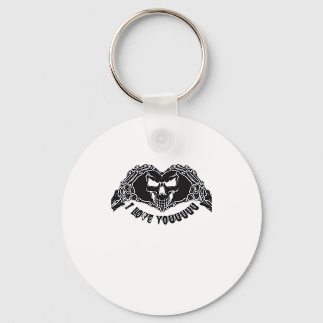 Skeleton Hands Skull Halloween Backgrounds Texture Keychain (Front)