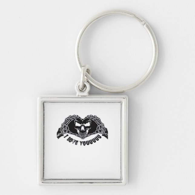 Skeleton Hands Skull Halloween Backgrounds Texture Keychain (Front)