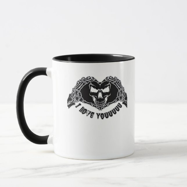 Skeleton Hands Skull Halloween Backgrounds Texture Mug (Left)