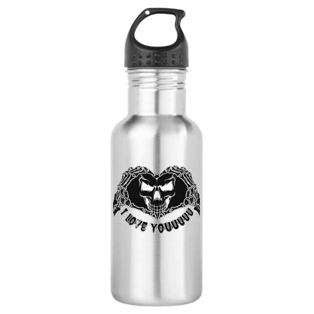 Skeleton Hands Skull Halloween Backgrounds Texture Stainless Steel Water Bottle (Front)