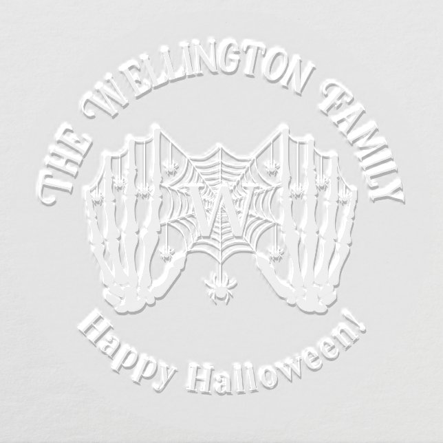 Skeleton Hands Spiderweb Ini Family Name Halloween Embosser (Design)